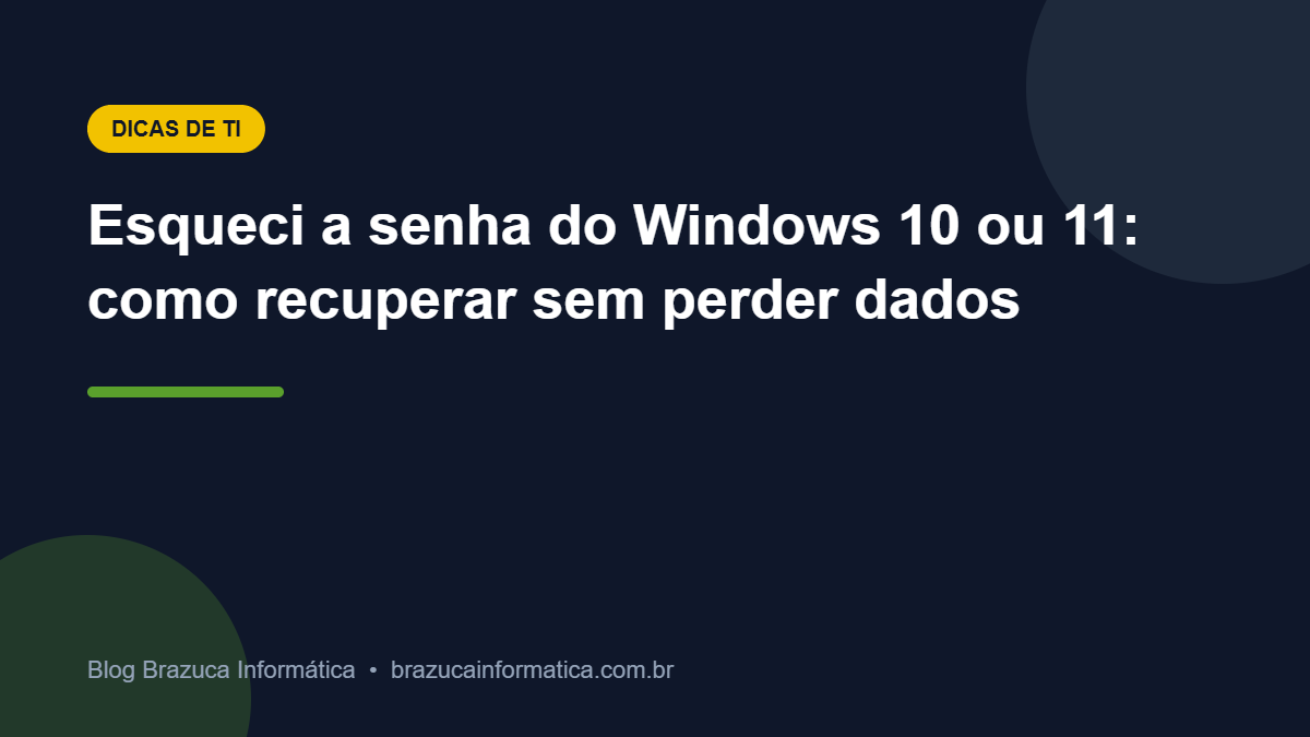 Capa: Esqueci a senha do Windows 10 ou 11: como recuperar sem perder dados
