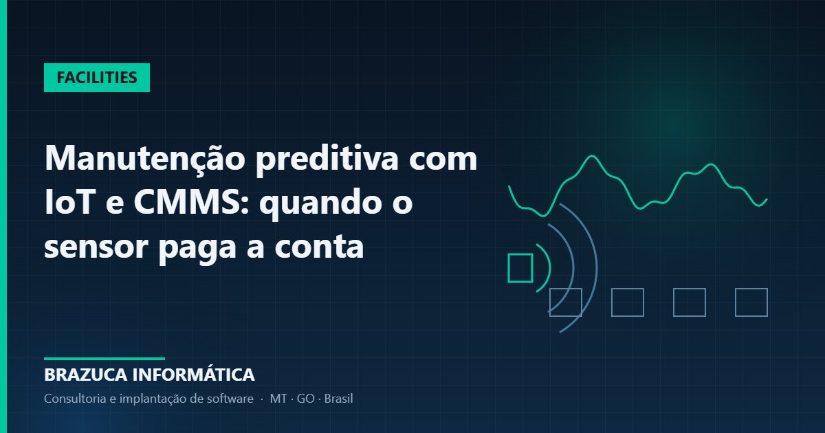 Gráfico de vibração e sensor sem fio representando manutenção preditiva com IoT